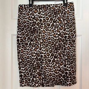 J. Crew Brown Leopard Print Pencil Skirt